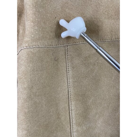 Eddie Bauer Womens Size MED Beige Tan Suede Leather Faux Fur Lined Coat Jacket - Picture 9 of 15